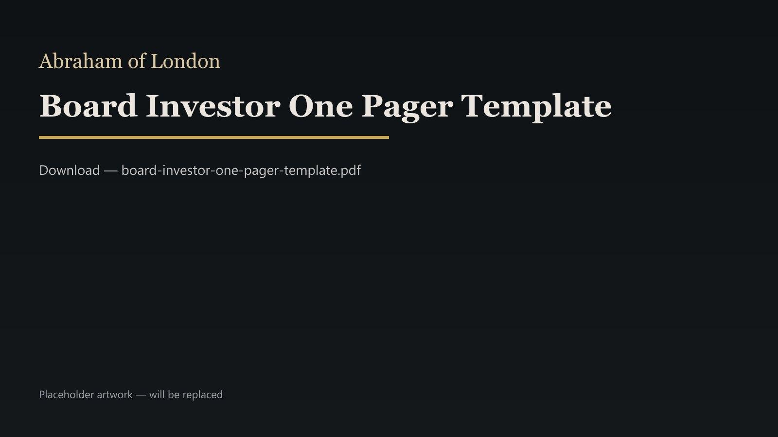 Cover image for Board & Investor One-Pager Template