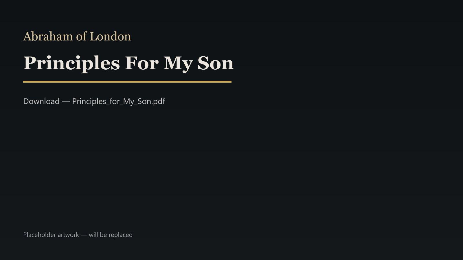 Principles for My Son