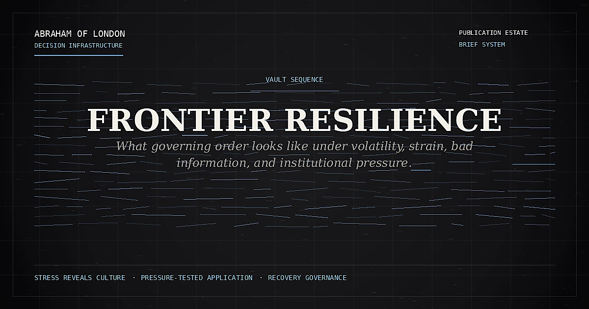 Frontier Resilience 037 — Restoring Command After Confusion