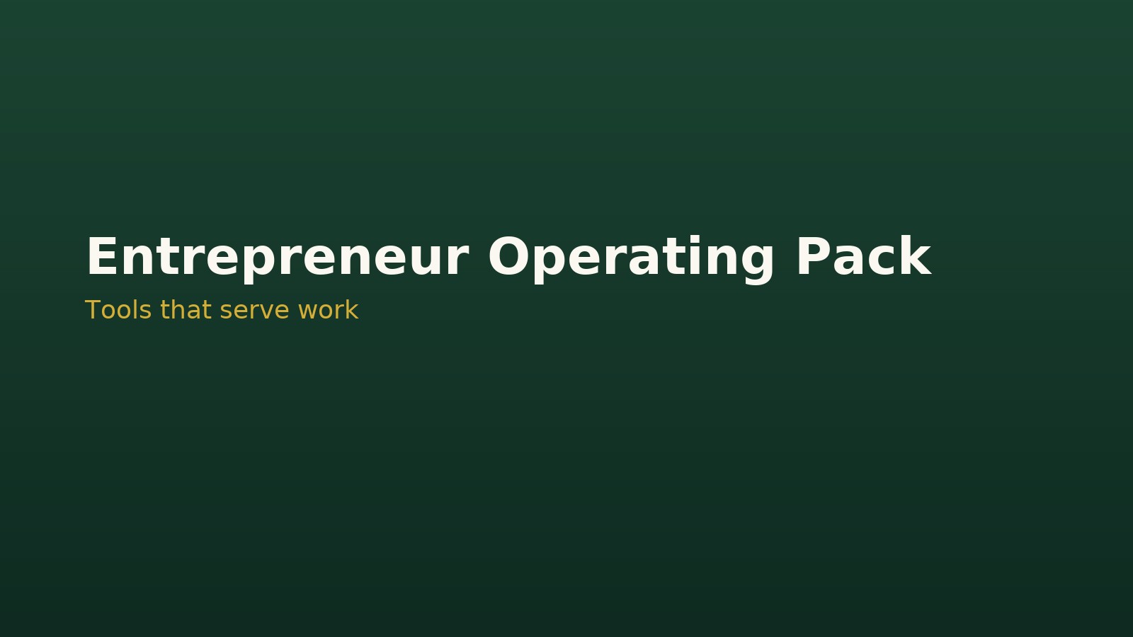 Entrepreneur Operating Pack