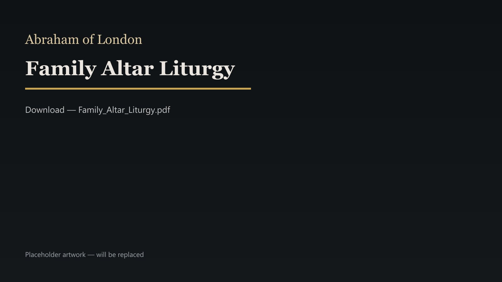 Family Altar Liturgy