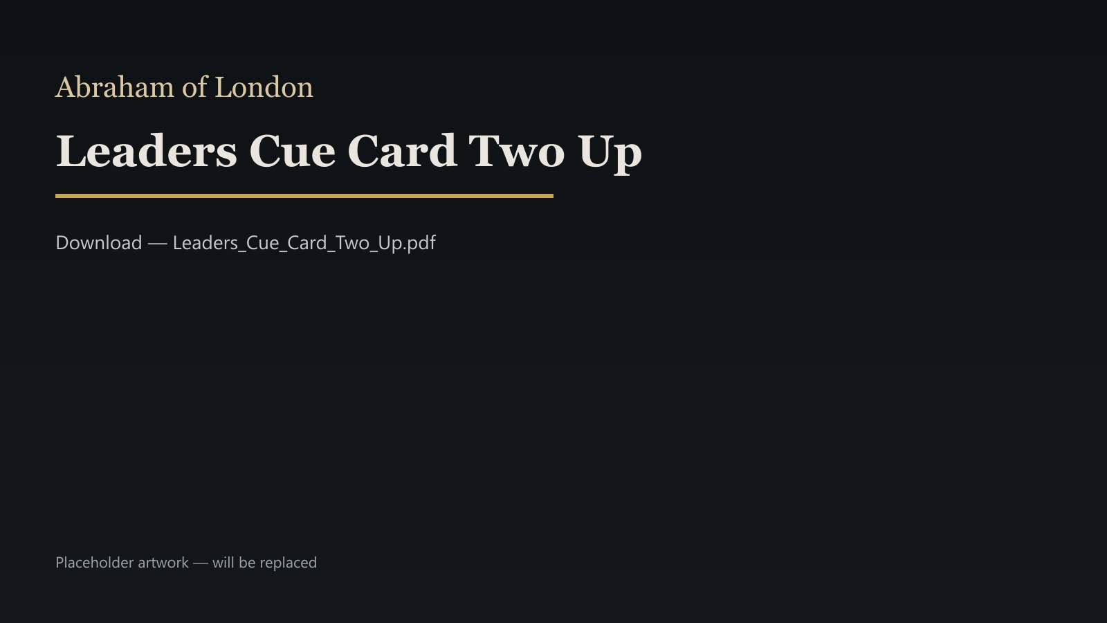 Leader's Cue Card (Two Up)