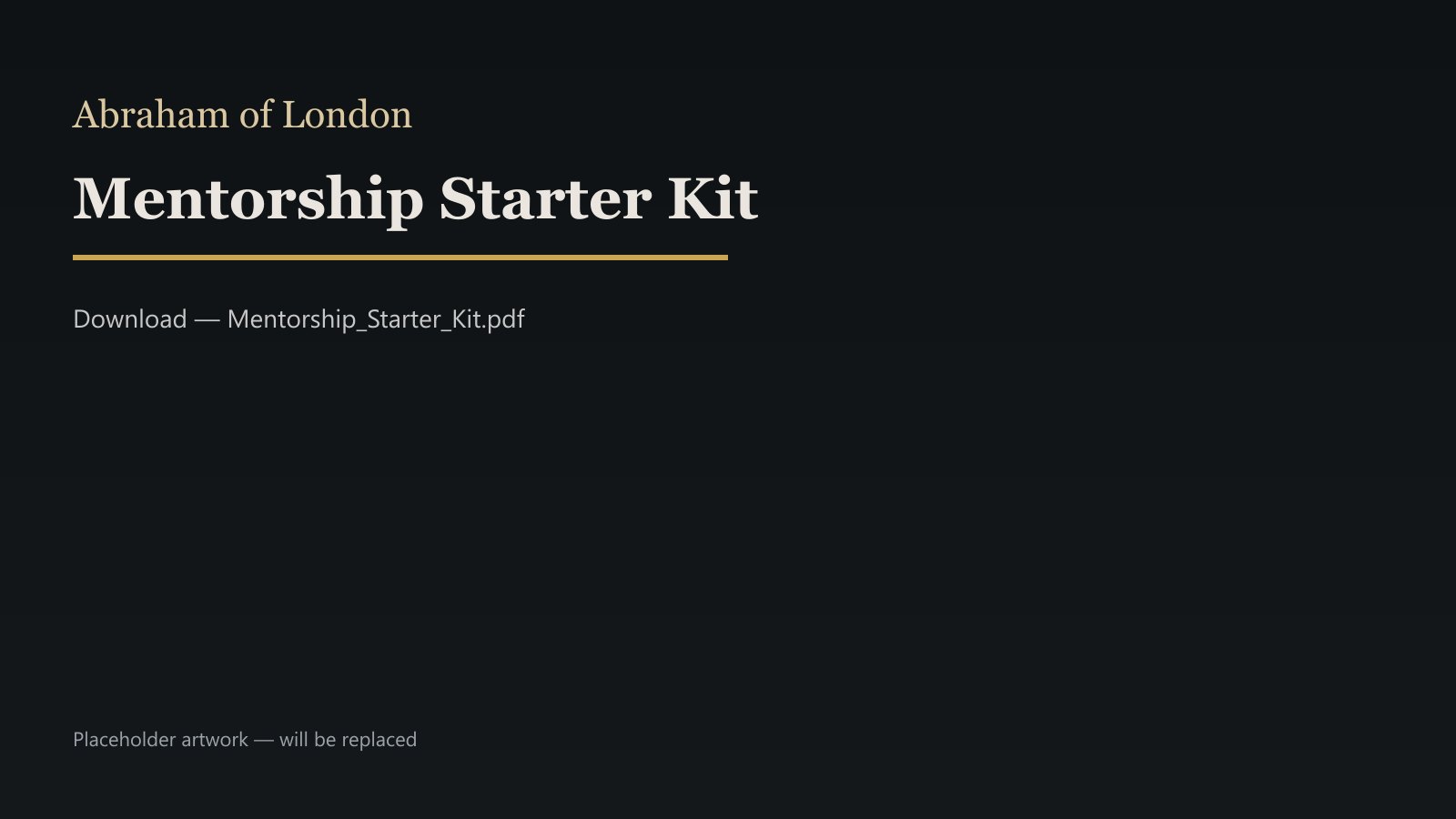 Mentorship Starter Kit